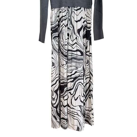Anthropologie Thea Twofer Sweater Maxi Dress Womens Large Grey White Black NWT - Picture 7 of 12